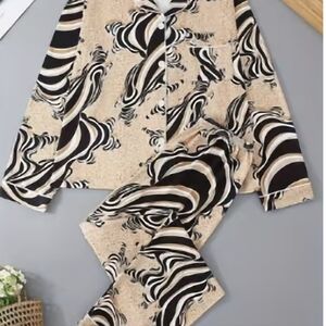 Animal Zebra Print Lux Pajama 2pc Set  Silky, Satin Feel   New 2 Style Available